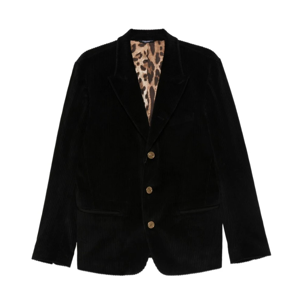 Dolce & Gabbana - Schwarze Knopfverschluss Peak Revers Jacken - Jackets - Herren - Schwarzk - M - Bild 5