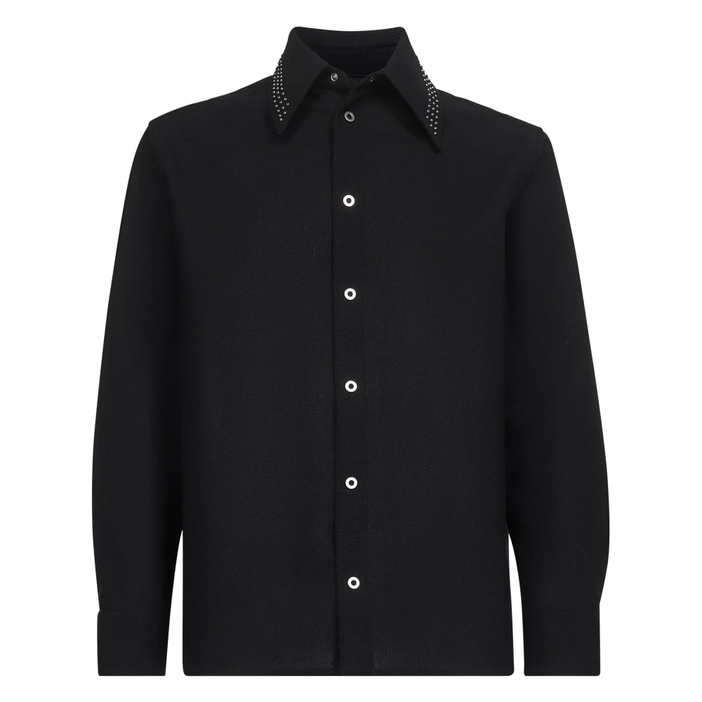 Jil Sander Herren Schwarz - Es Wollhemd Mit Metallnieten - Shirts - K -M
