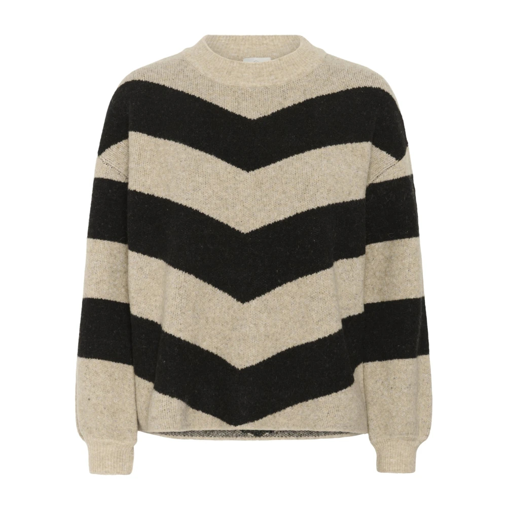 Kaffe Damen Schwarz/Grau Strickpullover "Damen Strickpullover Kaverana", Gr. Xs, Beige (Feather Gray M., Stripe), Obermaterial: 46% Polyacryl Pan. 45% - Bild 4