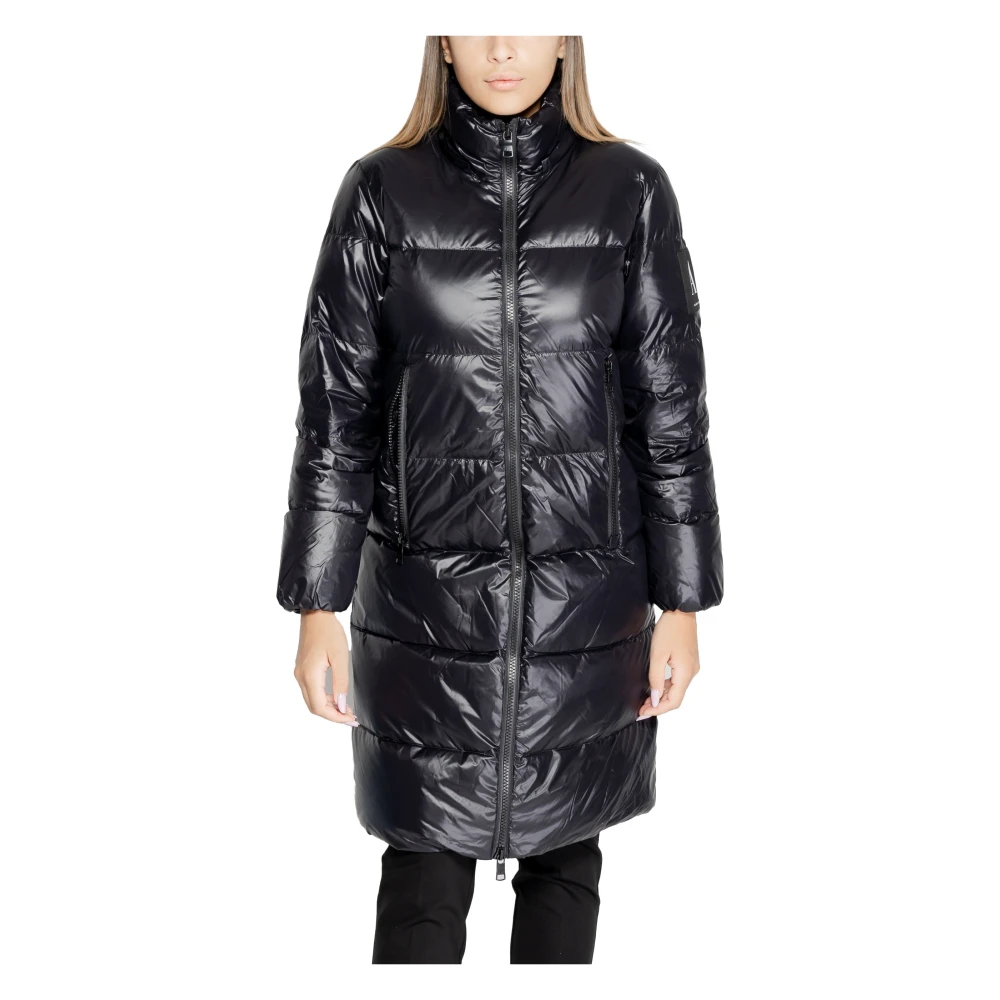 Armani Exchange Damen Schwarz - Kapuzen-Reißverschlussjacke - Coats - K - S