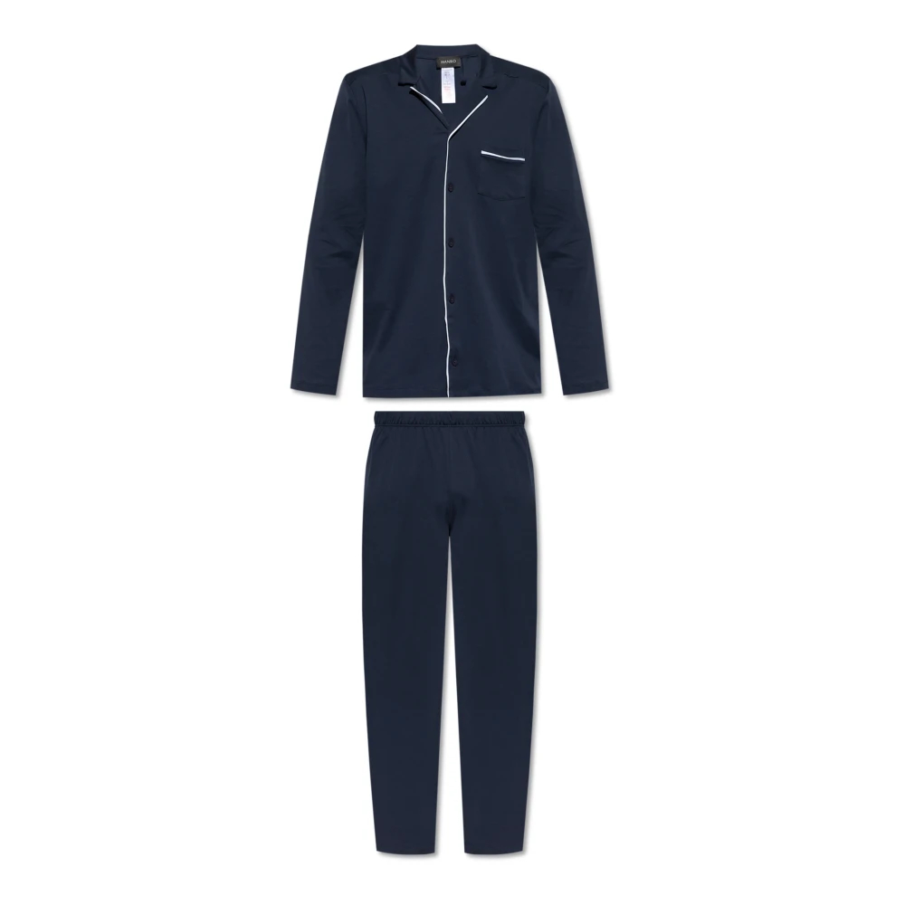 Hanro Herren Blau - Night And Day Baumwoll-Pyjama-Set Mit Knopfleiste - Nightwear & Lounge - S