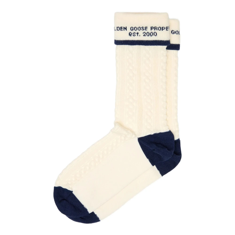 Golden Goose Unisex Beige - Socken High Rib/Braid/ Jacquard Logo - Underwear - M