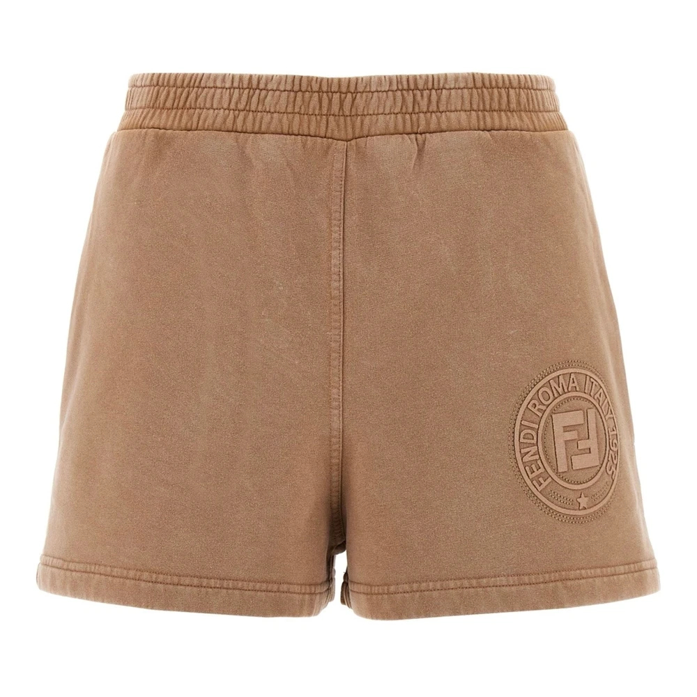Fendi Damen Beige - Jersey Shorts Mit Logo - Shorts - S