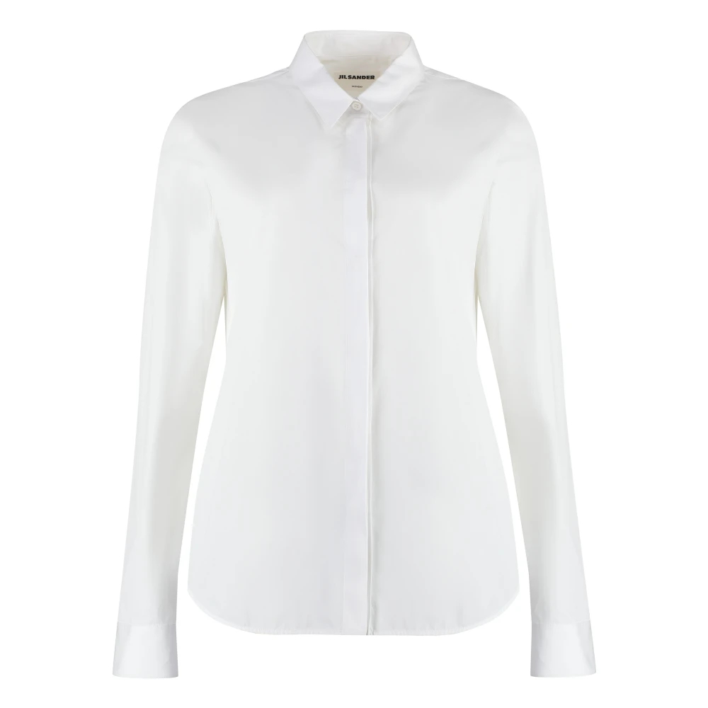 Jil Sander Damen Weiß - Baumwoll-Popeline-Hemd Mit Versteckter Knopfleiste - Blouses & Shirts - L