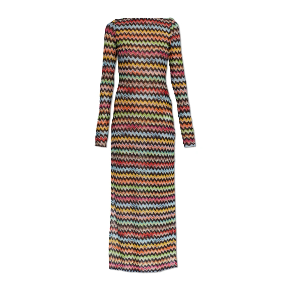 Missoni Damen Multicolor - Langes Kleid Mit Rundhalsausschnitt Und Chevron-Muster - Dresses - Mehrfarbig -S