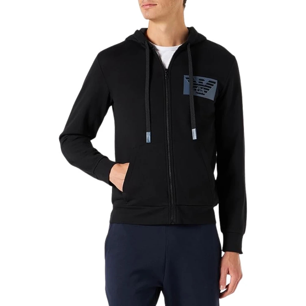 Emporio Armani Herren Schwarz - Iconic Terry Zip Up Sweater - Sweatshirts & Hoodies - K - 2XL