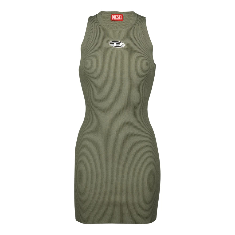 Diesel - Ärmelloses Geripptes Viskosekleid - Dresses -Damen -Grün -M