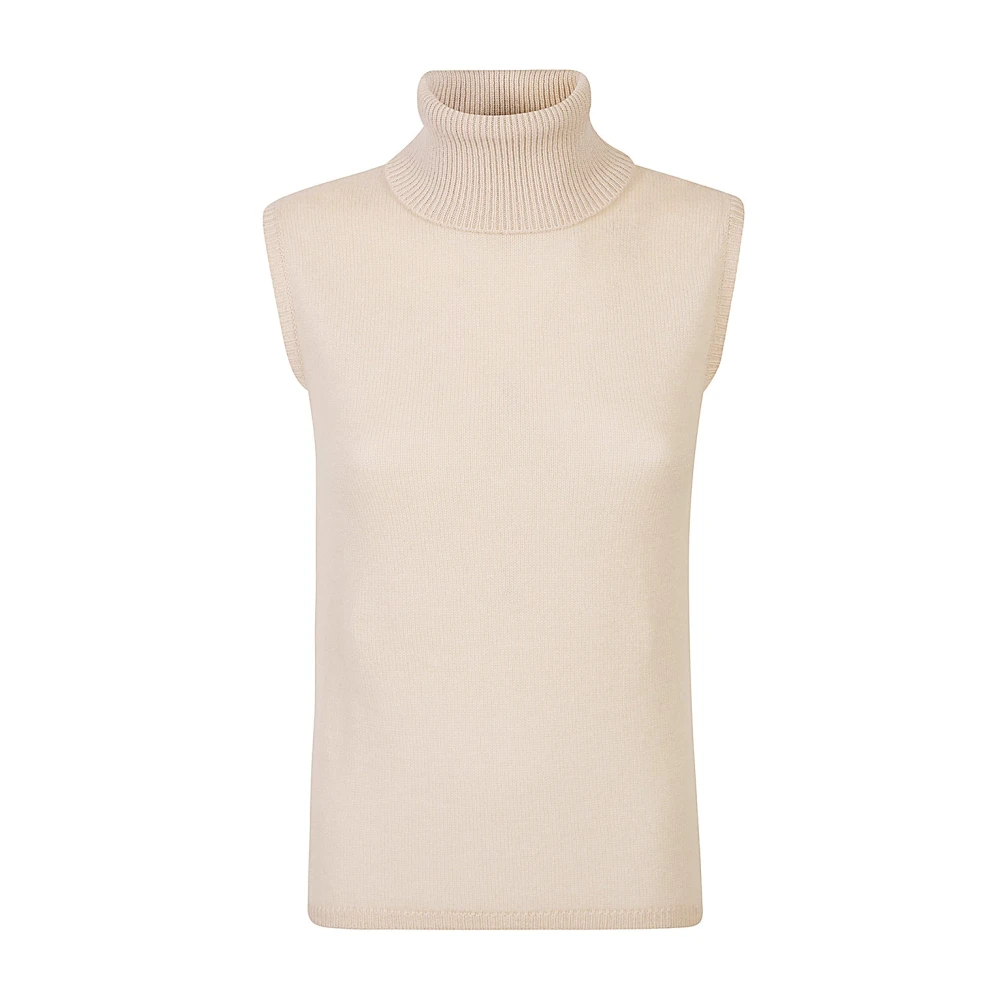Eleventy Damen Beige - Kaschmir Ärmelloses Rollkragenpullover - Knitwear - M