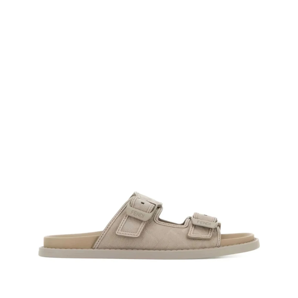 Fendi Herren Beige - Feel Nabuk Slider - Shoes - 45 Eu