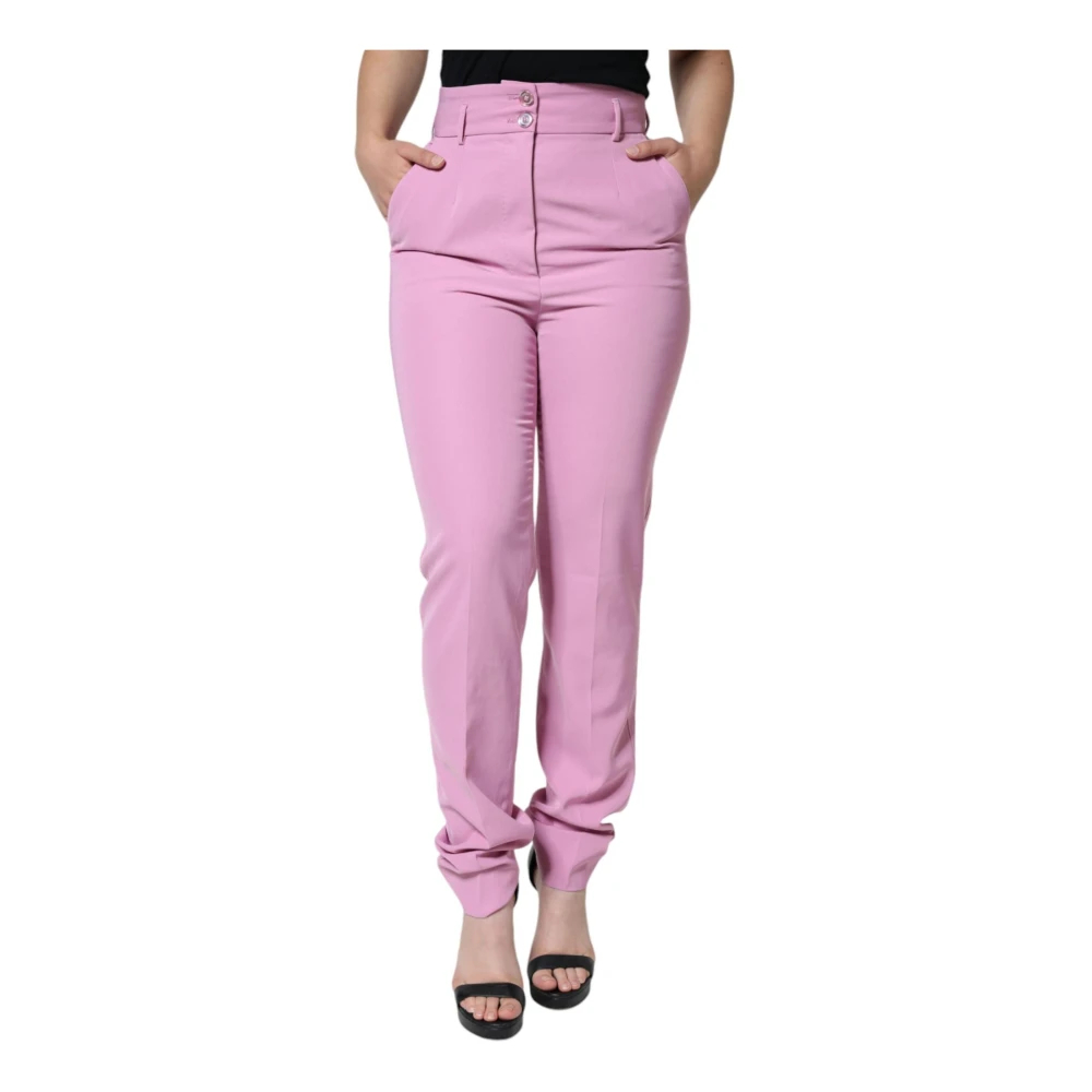 Dolce & Gabbana Damen Rosa - High Waist Tapered Hose - Trousers - M