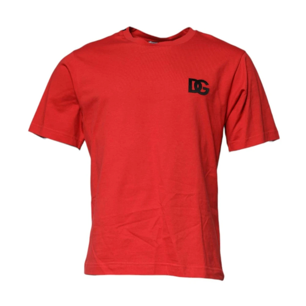 Dolce & Gabbana Herren Rot - Logo Patch Rundhals-T-Shirt - Tops - S