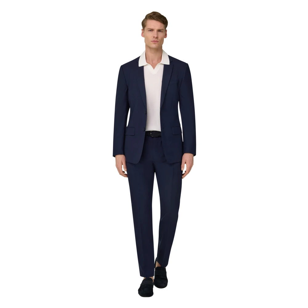 Boggi Milano Herren Blau - Feiner Nadelstreifenanzug Aus Stretch-Wolle - Suits - 3XL