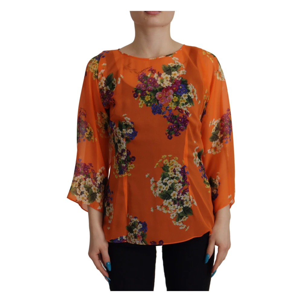 Dolce & Gabbana Damen Multicolor - Elegante Blumige Seidenbluse Mit Rckenreiverschluss - Blouses & Shirts - Mehrfarbig -S