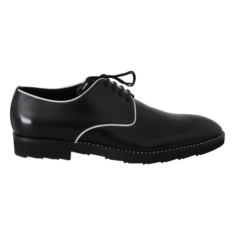 Dolce & Gabbana Herren Schwarz - Elegante E Leder-Derby-Schuhe - Shoes - K - 39 Eu