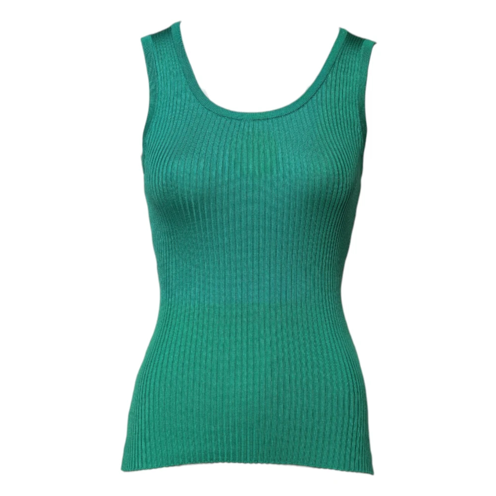 Dolce & Gabbana Damen Grün - Es Seidenärmelloses Tanktop - Tops - S