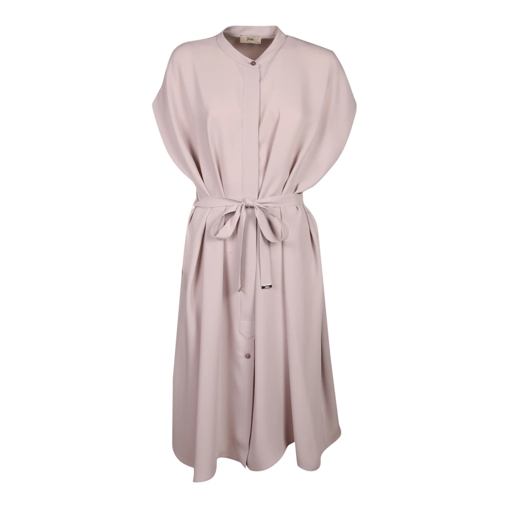 Herno Damen Beige - Kleid In Midi-Länge Mit Gürtel - Dresses - S