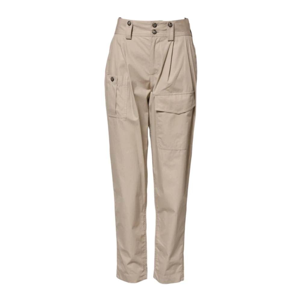 Dolce & Gabbana Damen Beige - Baumwoll Tapered Hose - Trousers - 2XS