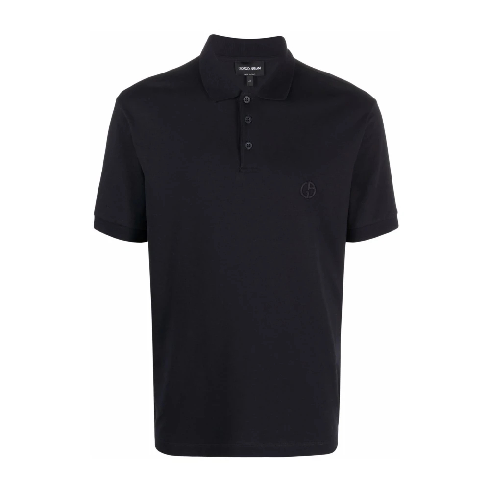 Giorgio Armani Herren Blau - Stretch-Piqué-Poloshirt Aus Baumwolle - Tops - M