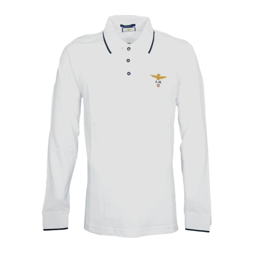 Aeronautica Militare Herren Weiß - Po1653up00082 Langarm-Polo - Tops - Xl