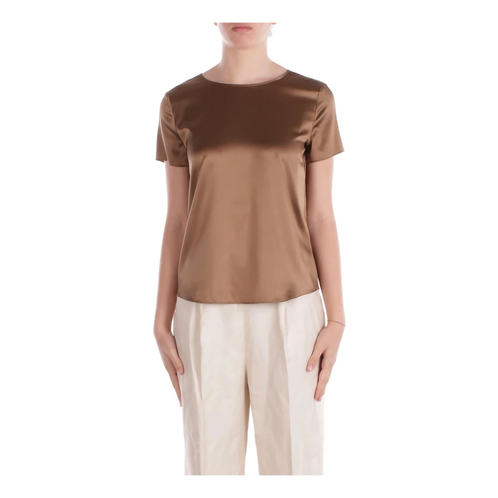 Emporio Armani Damen Braun - Seidenmischung Rückenknopf Bluse - Blouses & Shirts - S