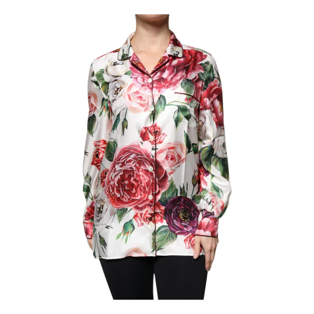 Dolce & Gabbana Damen Multicolor - Weiße Blumige Seidenbluse Top - Blouses & Shirts - Mehrfarbig -Xs