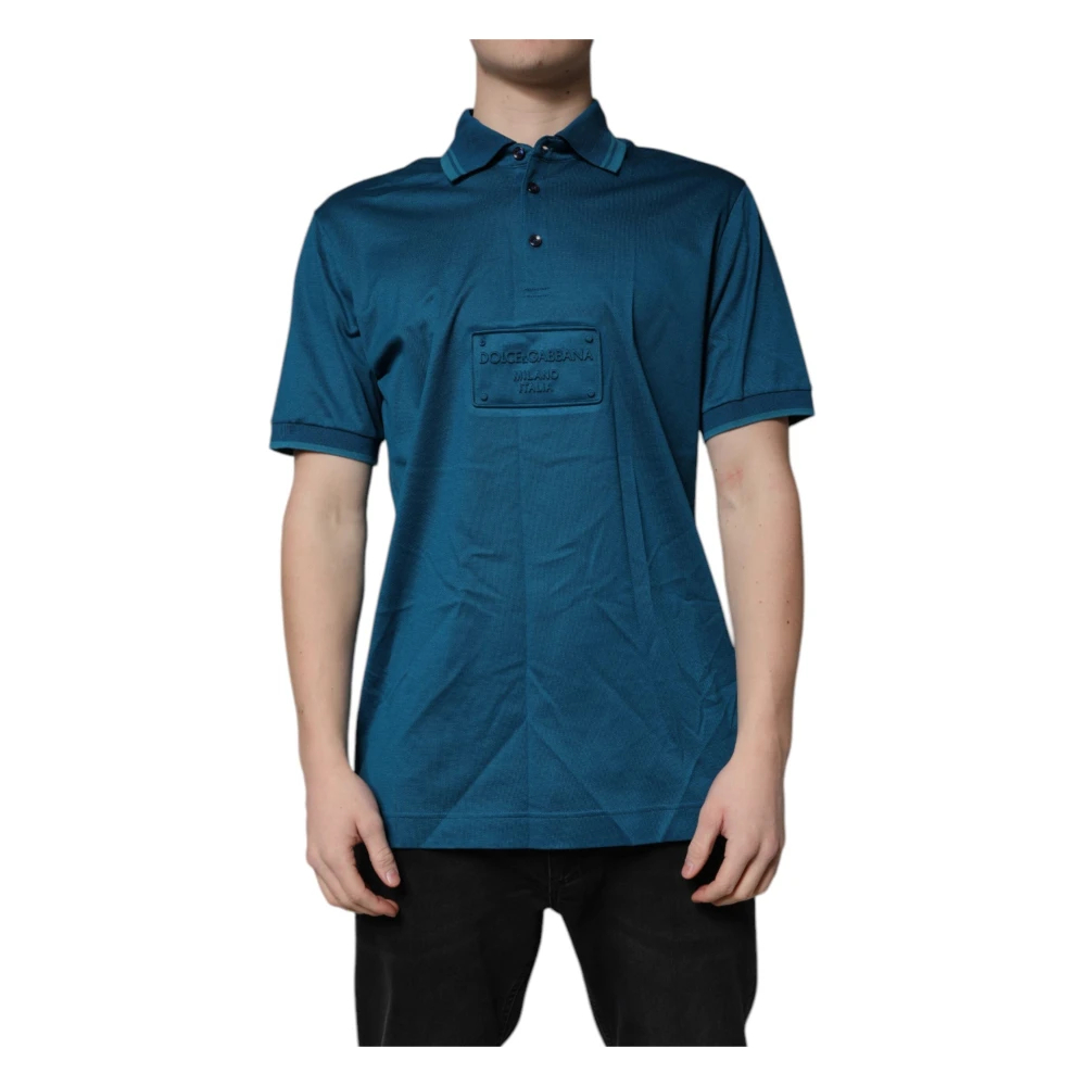 Dolce & Gabbana Herren Blau - Es Baumwoll-Polohemd Mit Logo - Tops - Xl
