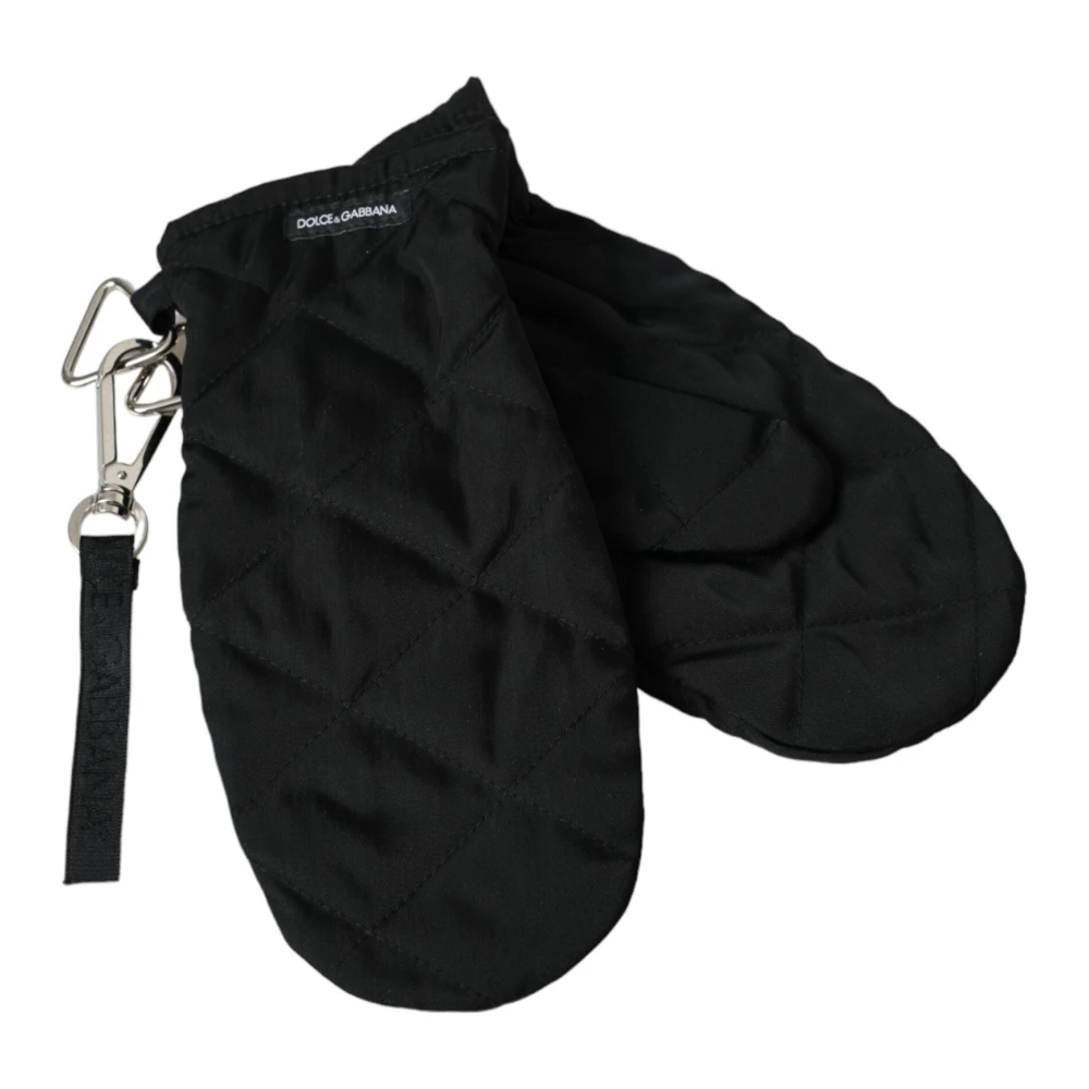 Dolce & Gabbana Damen Schwarz - Gesteppte Nylon-Fäustlinge In Handgelenklänge - Accessories - K - One Size