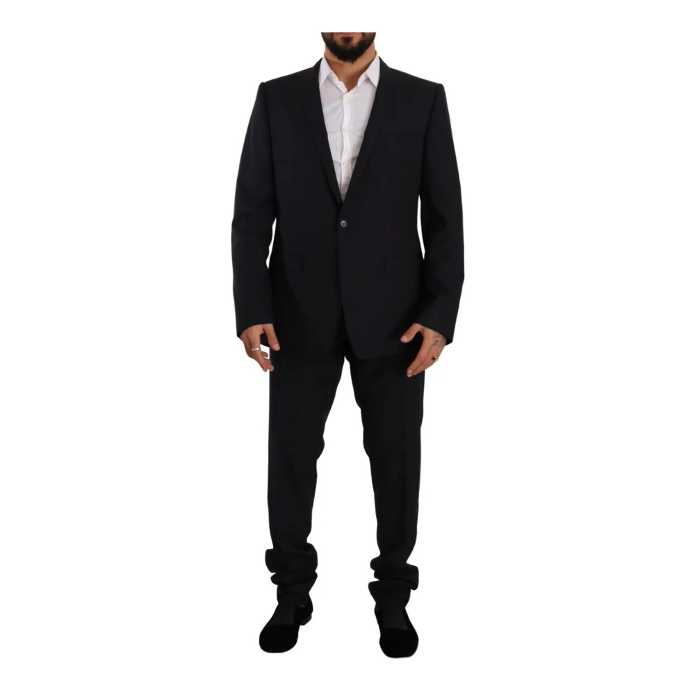 Dolce & Gabbana Herren Blau - Gold Wolle Einreihiger Anzug - Suits - 3XL