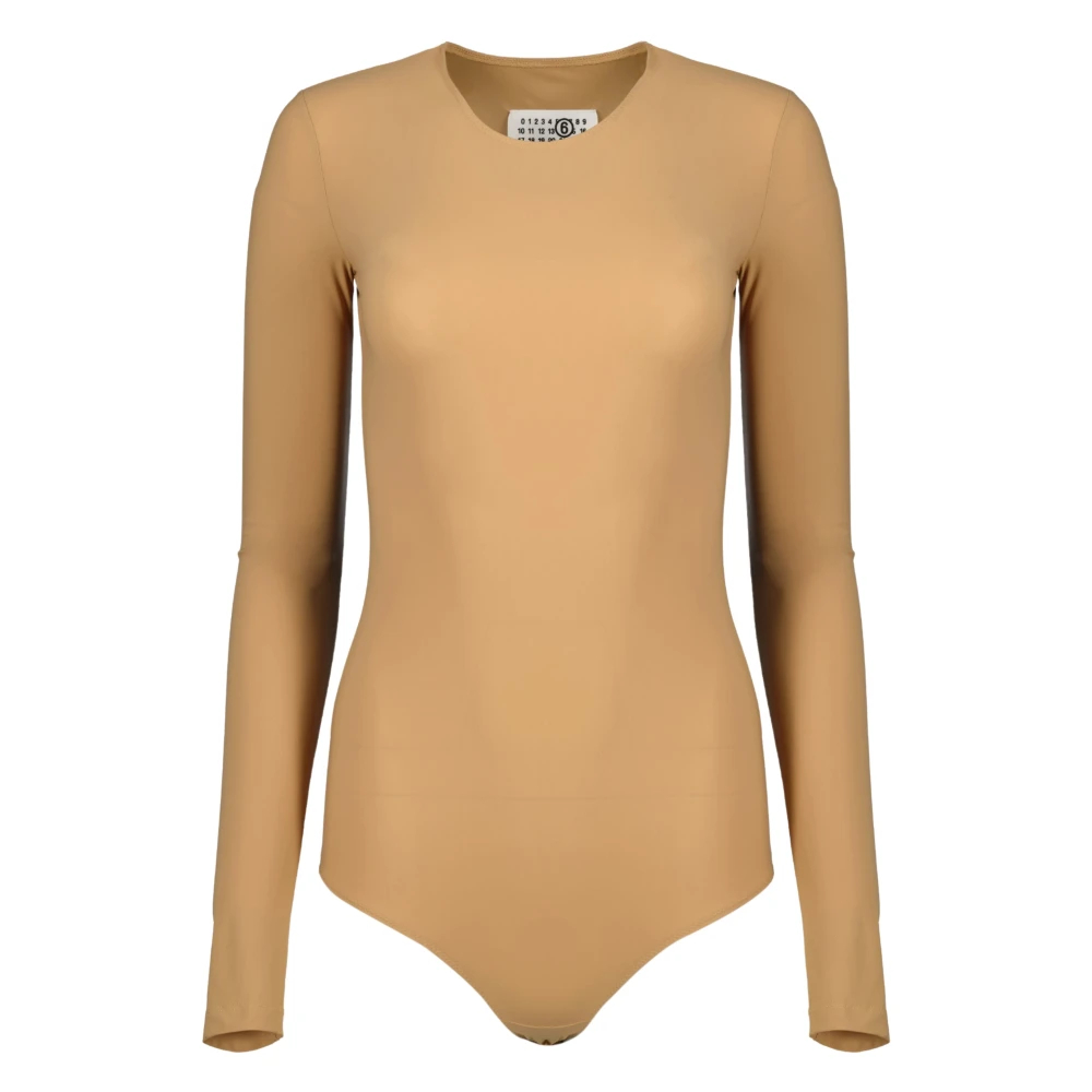 Mm6 Maison Margiela Damen Beige - Lycra Jersey Bodysuit - Tops - L