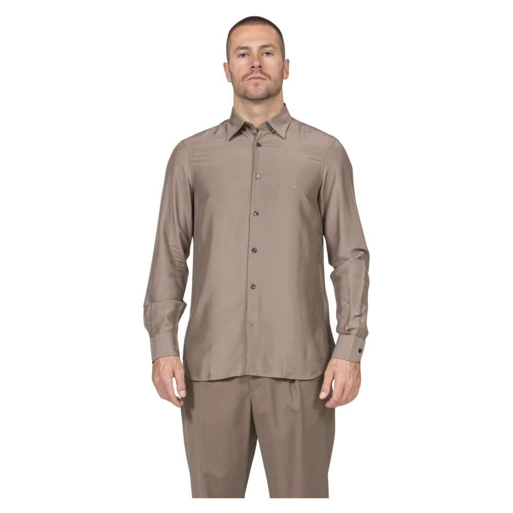 Emporio Armani Herren Braun - Hemd Mit Klassischem Kragen - Shirts - M