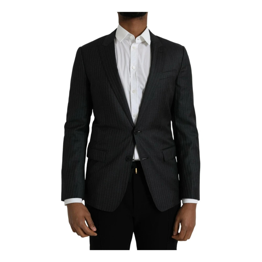Dolce & Gabbana Herren Schwarz - Er Streifen Mantel Blazer - Suits - K - S