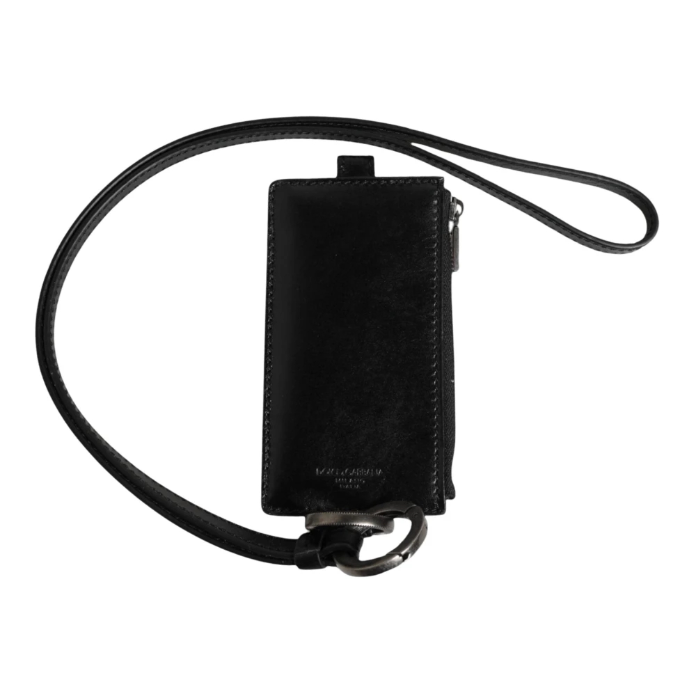 Dolce & Gabbana Unisex Schwarz - Er Lederkartenhalter Mit Geprägtem Logo - Accessories - K - One Size