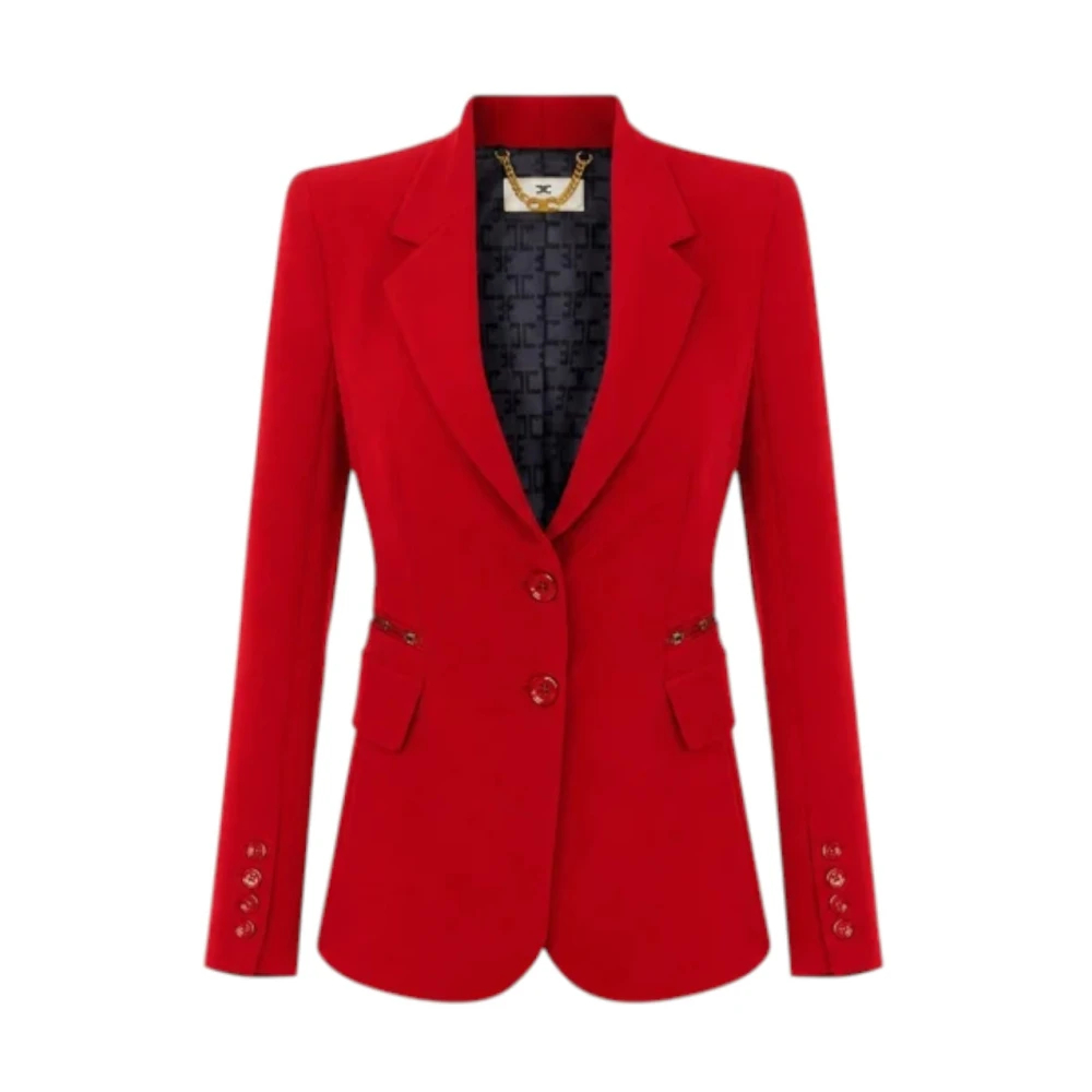 Elisabetta Franchi Damen Rot Sakko Gi-274-66E2-V670 Slim Fit - Bild 3