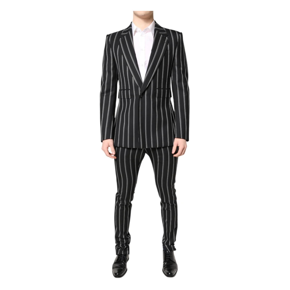 Dolce & Gabbana Herren Schwarz - Er Gestreifter Sicilia Formeller Anzug - Suits - K -M