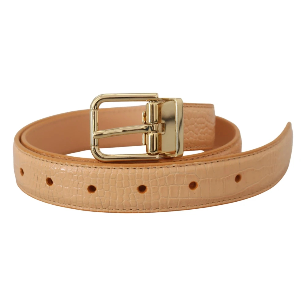 Dolce & Gabbana Damen Beige - Exotisches Leder Gold Metall Schnalle Gürtel - Accessories - One Size