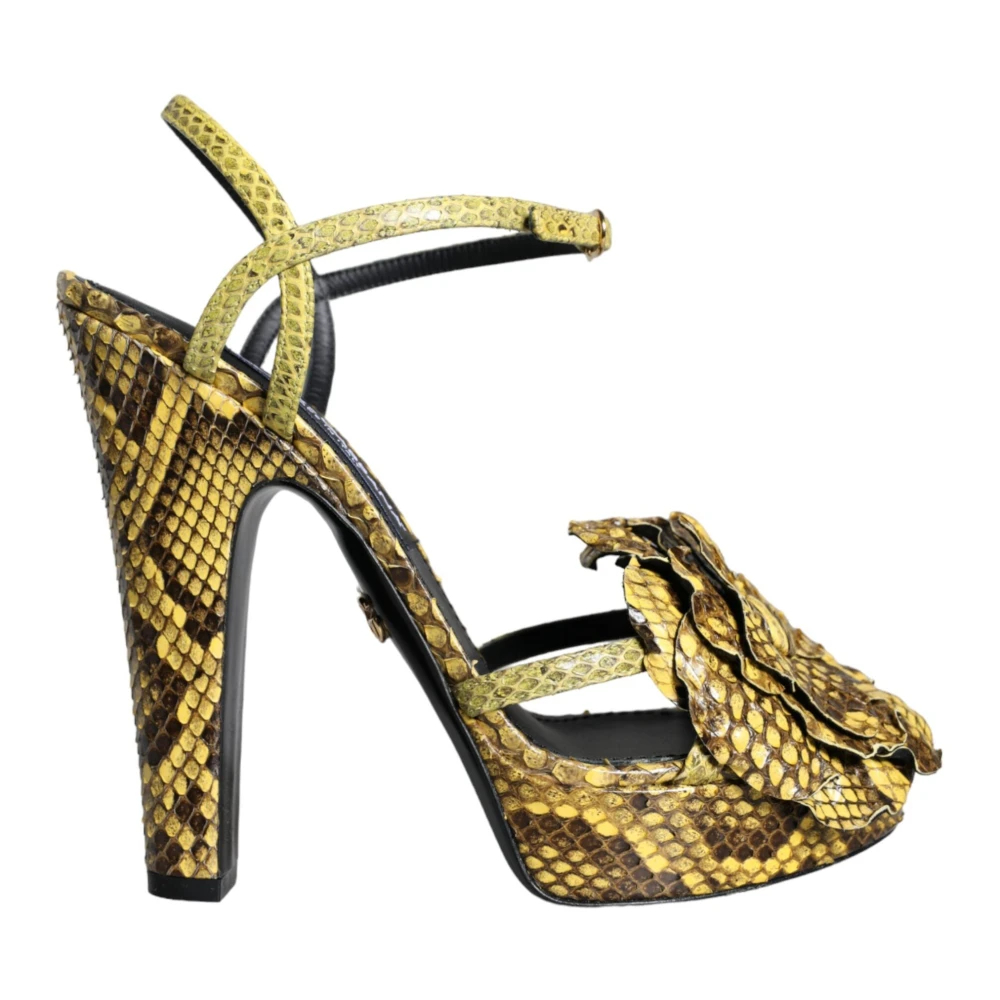 Dolce & Gabbana Damen Gelb - Sandalen Mit Knöchelriemen Und Absatz - Shoes - 39 Eu