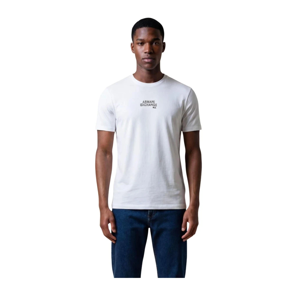 Armani Exchange Herren Weiß - Bedrucktes T-Shirt Mit Rundhalsausschnitt Und Kurzen Ärmeln - Tops - L