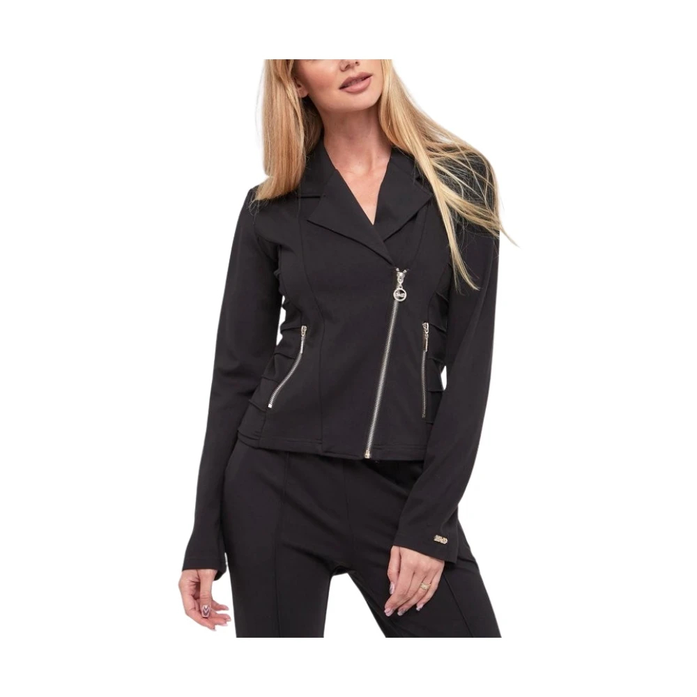 Liu Jo Damen Schwarz - Jersey Jacke Mit Reißverschluss - Jackets - K -M