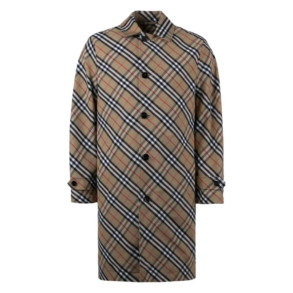Burberry Herren Beige - Karierter Mantel Mit Karomuster Und Rückenschlitz - Coats - Xl