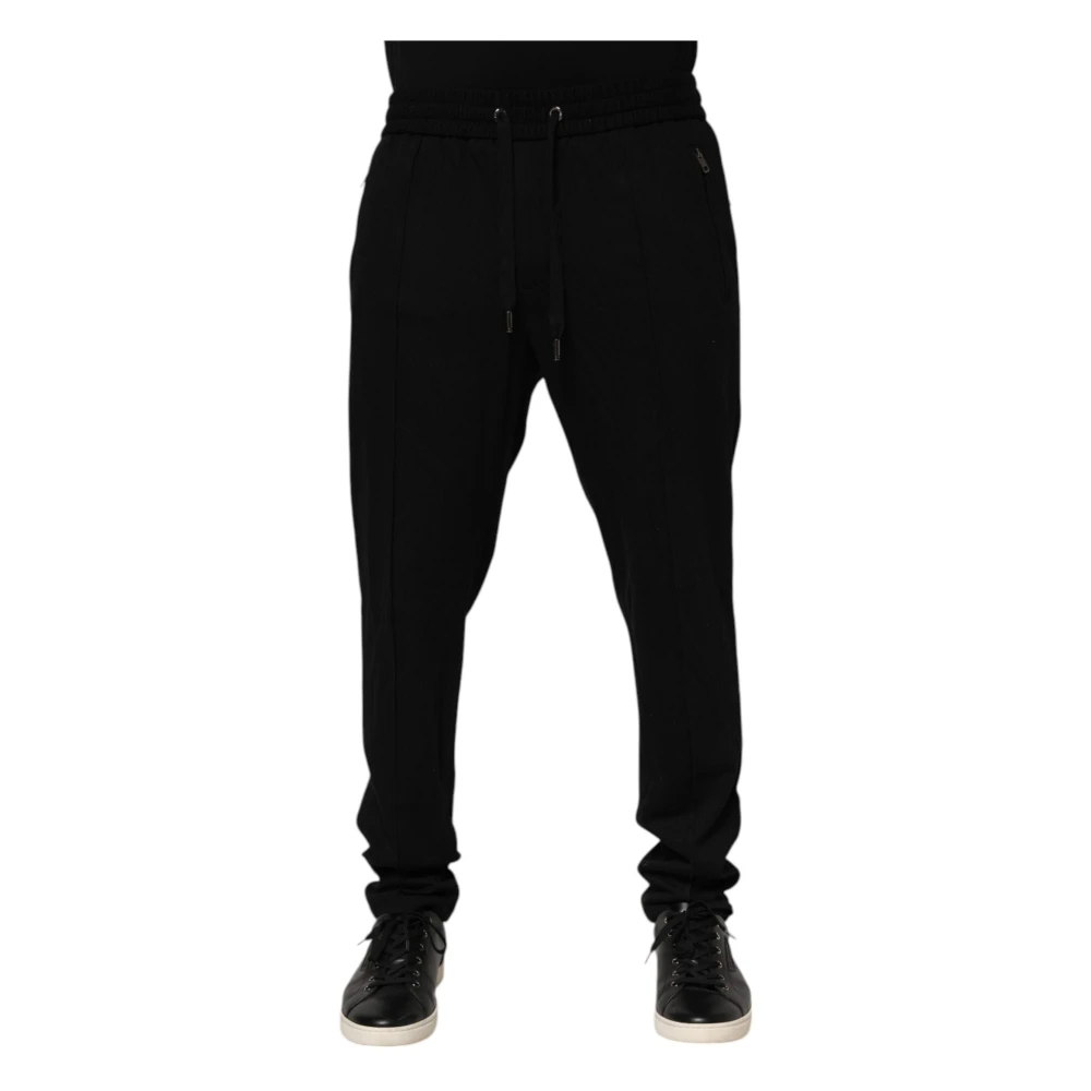 Dolce & Gabbana Herren Schwarz - Viskose Skinny Logo Jogginghose - Trousers - K - 2XL