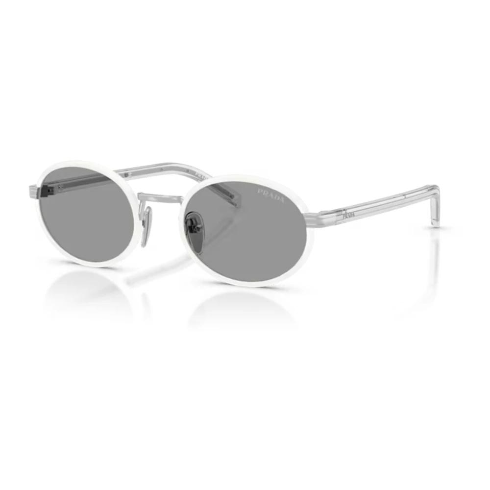 Prada Damen Grau Pr B56s 23E50q Sonnenbrillen Stahl Weiß Rund Normal - Bild 5
