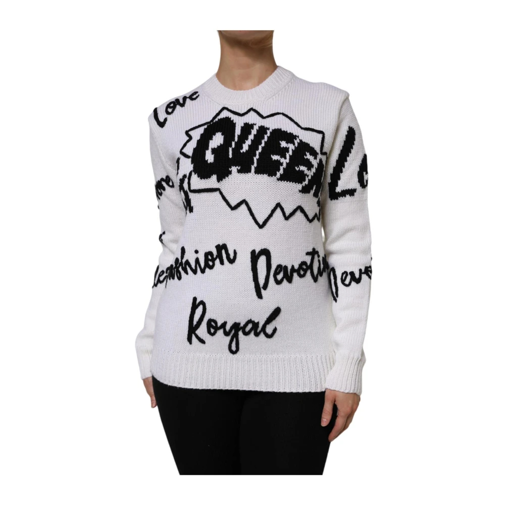 Dolce & Gabbana Damen Weiß - Er Wollstrickpullover Mit Rundhalsausschnitt - Knitwear - 2XS