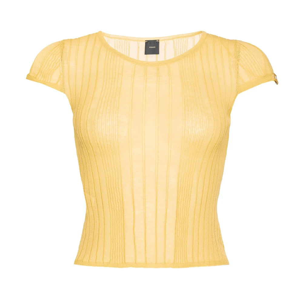 Pinko Damen Gelb - Es Strick T-Shirt Lässiger Stil - Tops - S
