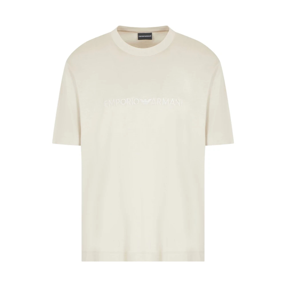 Emporio Armani Herren Beige - Modernes Logo Kurzarm T-Shirt - Tops - L
