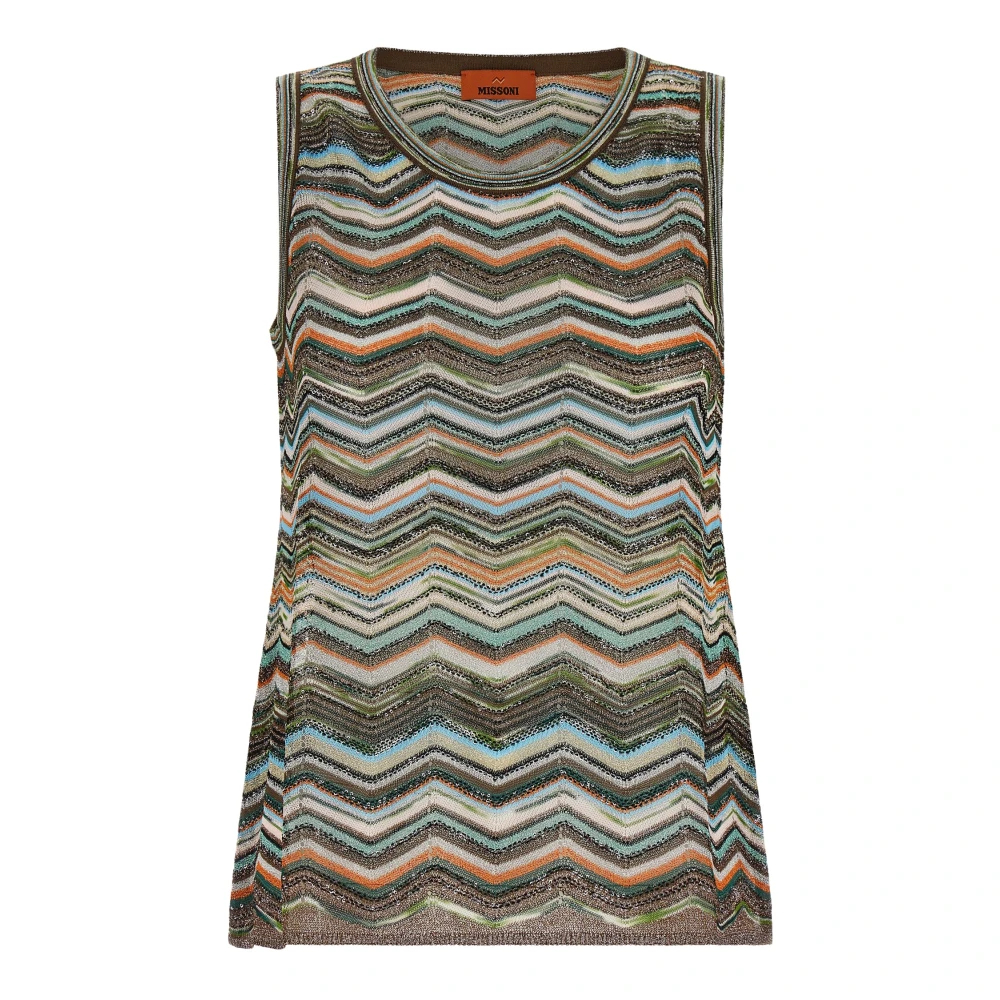 Missoni Damen Multicolor - Ärmelloses Oberteil Aus Viskosemischung Mit Chevron-Muster - Knitwear - Mehrfarbig - M