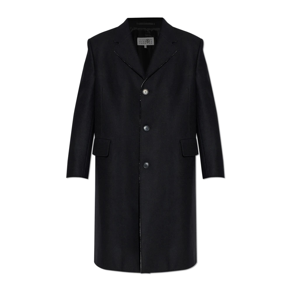 Mm6 Maison Margiela Herren Schwarz - Wollmantel Mit Roher Kantenverarbeitung - Coats - K - L