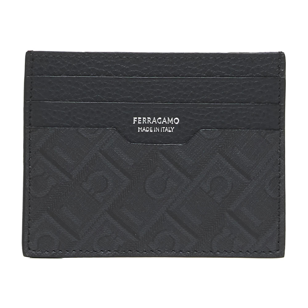 Ferragamo Herren Schwarz - Er Lederkartenhalter Mit Logo - Accessories - K - One Size