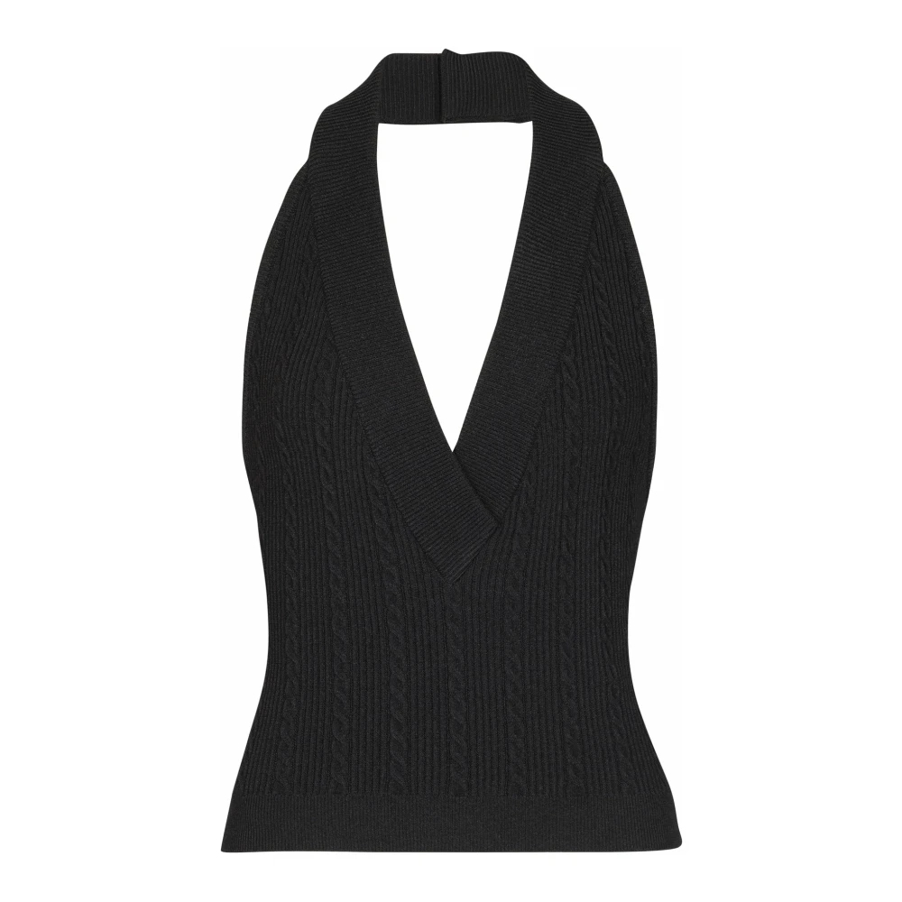 Balmain Damen Schwarz - Halterneck-Top Mit Zopfmuster - Tops - K - M