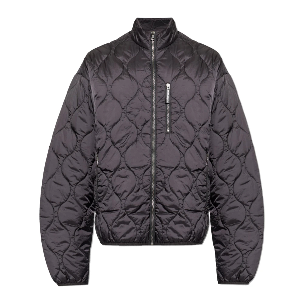 Palm Angels Herren Schwarz - Gesteppte Jacke Mit Stehkragen - Jackets - K - L