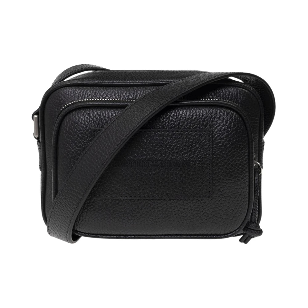 Emporio Armani Herren Schwarz - Leder-Schultertasche - Bags - K - One Size
